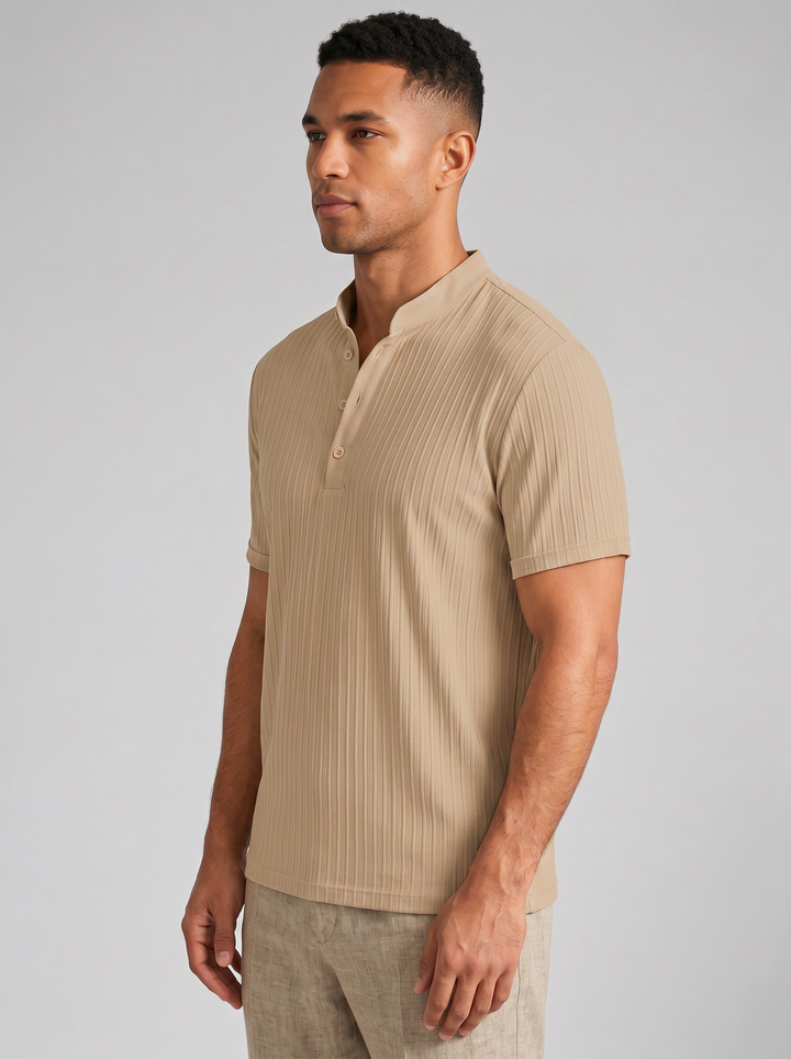 Men's Ribbed Henley Shirt – Lightweight Summer Top