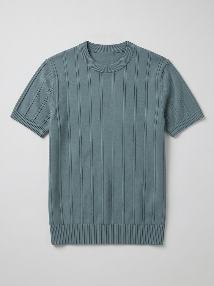 Men's T-Shirt – Ribbed Knit Crew-Neck