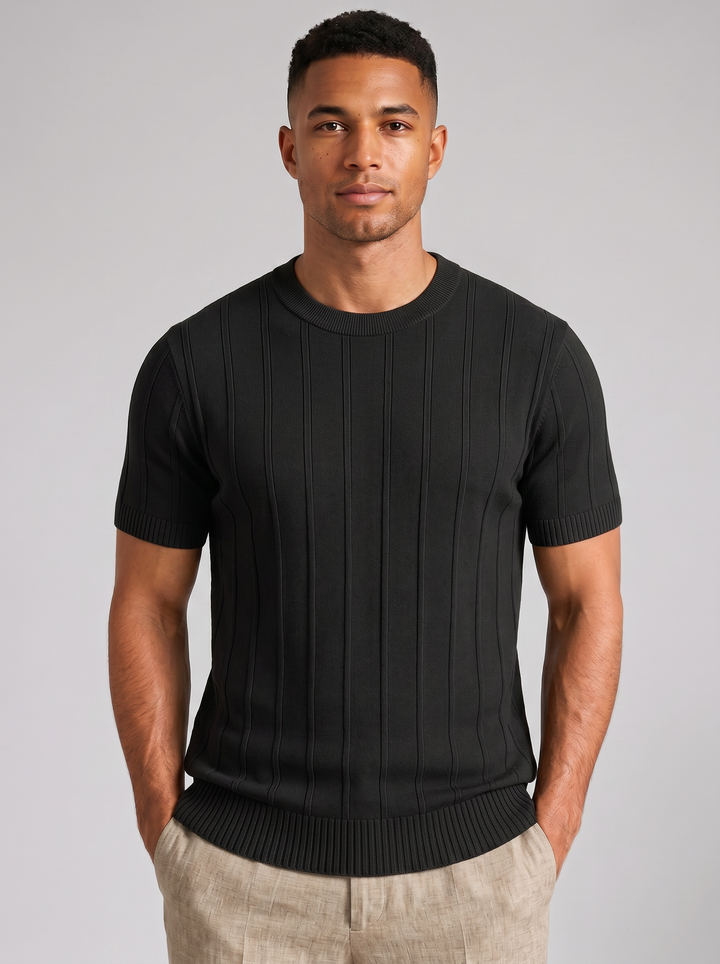 Men's T-Shirt – Ribbed Knit Crew-Neck