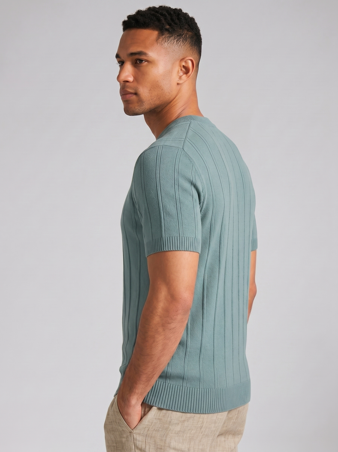 Men's T-Shirt – Ribbed Knit Crew-Neck