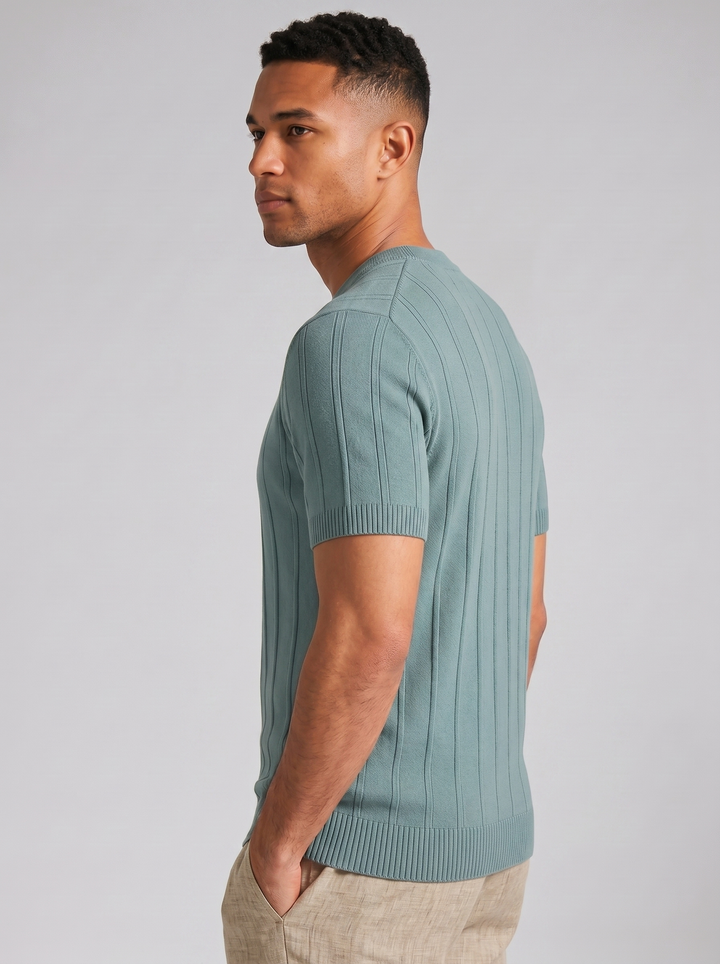 Men's T-Shirt – Ribbed Knit Crew-Neck