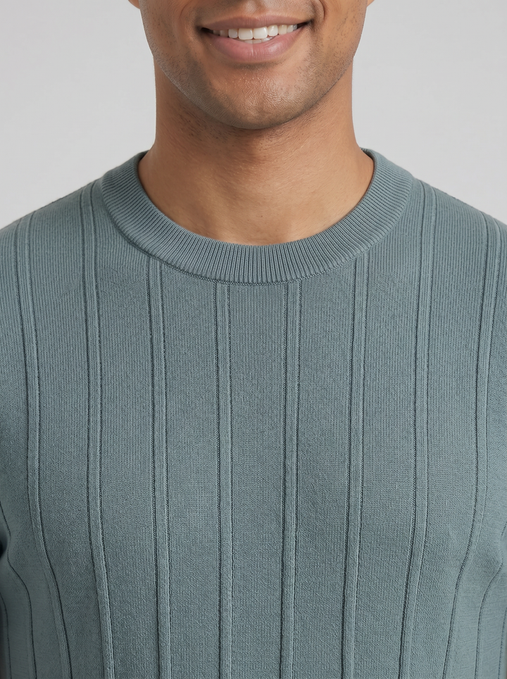 Men's T-Shirt – Ribbed Knit Crew-Neck