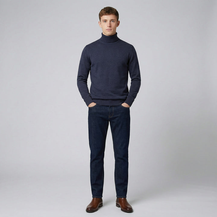 Men's Merino Jumper – Ribbed Roll-Neck