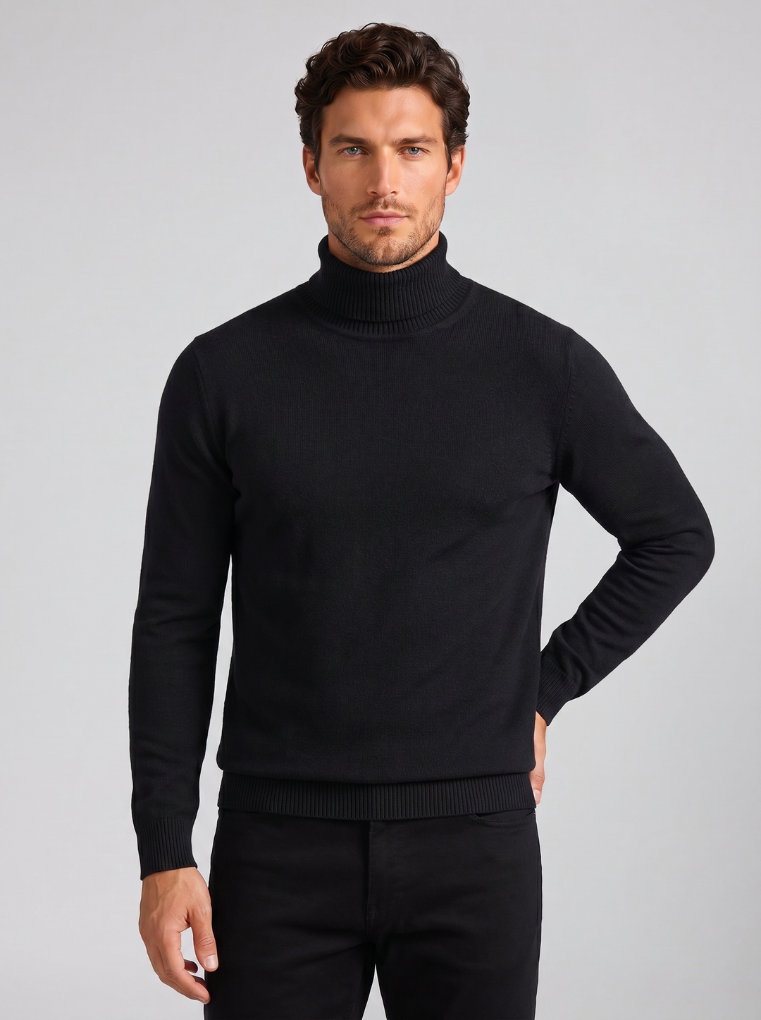 Men's Merino Jumper – Ribbed Roll-Neck