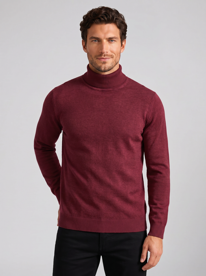 Men's Merino Jumper – Ribbed Roll-Neck