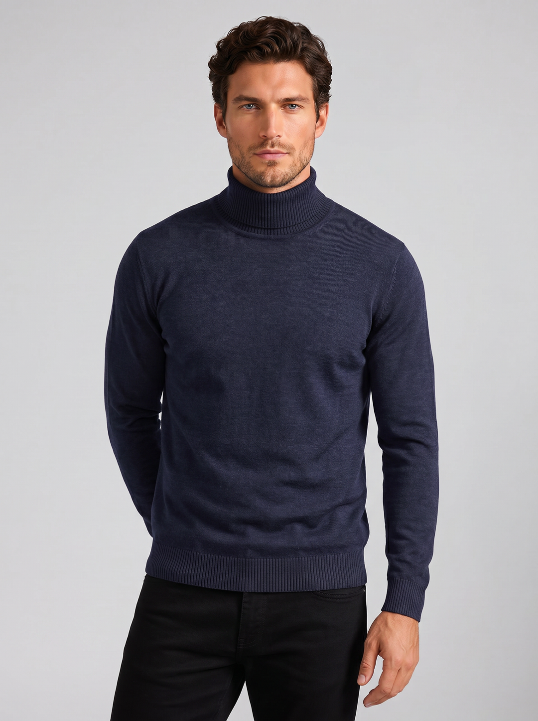Men's Merino Jumper – Ribbed Roll-Neck