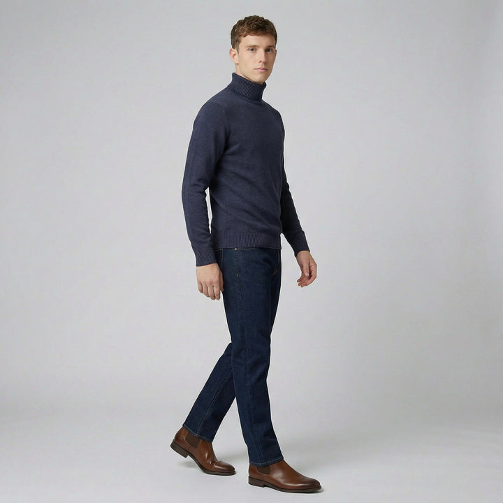 Men's Merino Jumper – Ribbed Roll-Neck