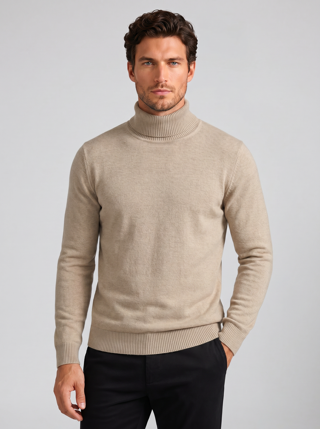 Men's Merino Jumper – Ribbed Roll-Neck