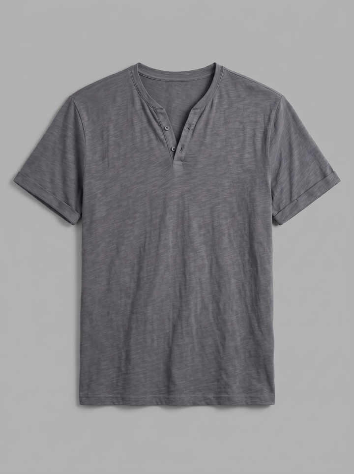 Men's Henley Shirt – Short-Sleeve Cotton