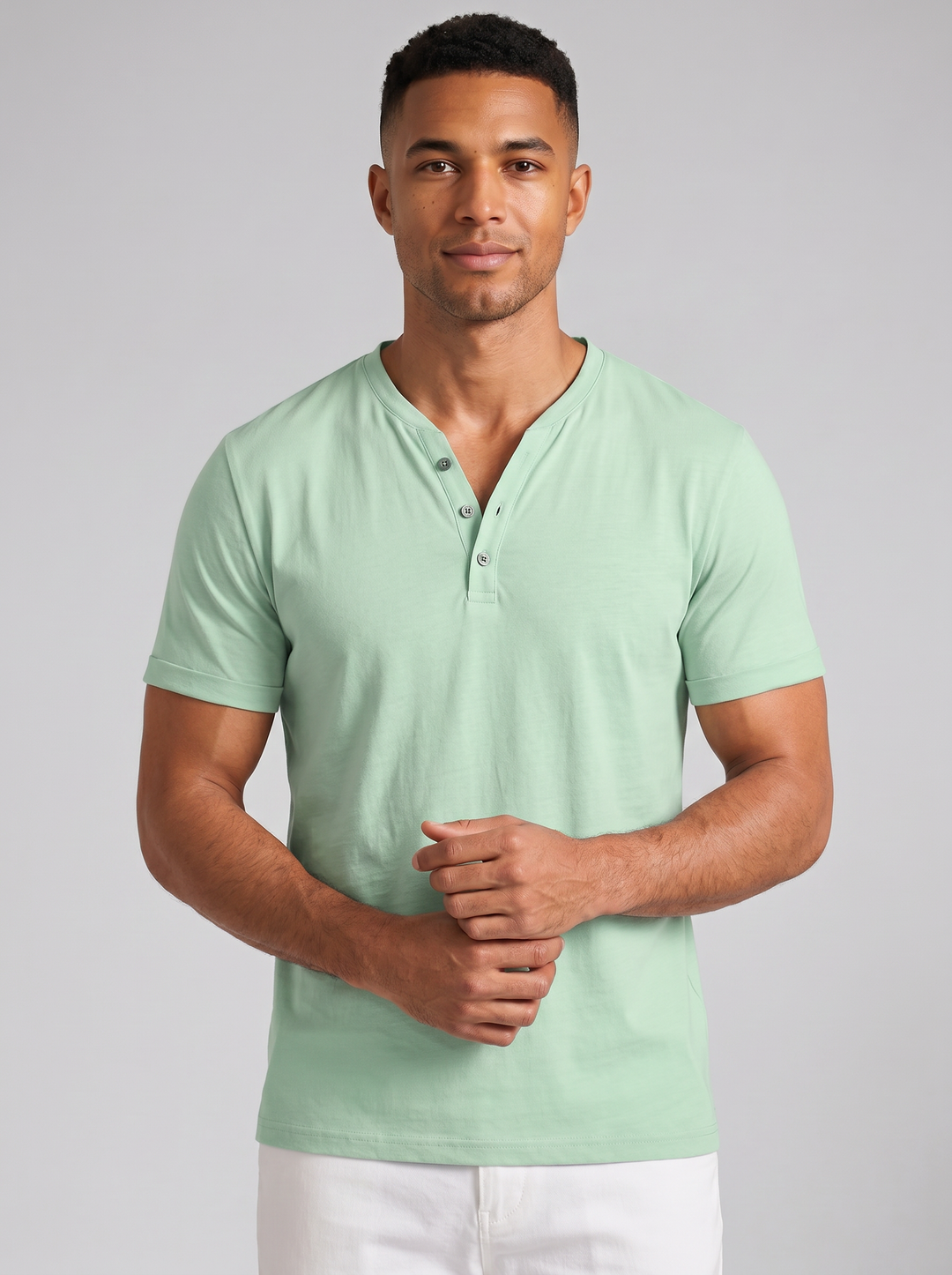 Men's Henley Shirt – Short-Sleeve Cotton
