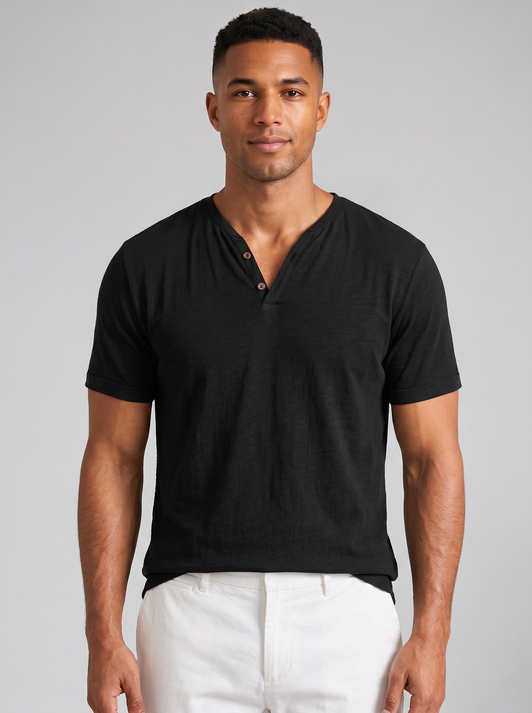 Men's Henley Shirt – Short-Sleeve Cotton