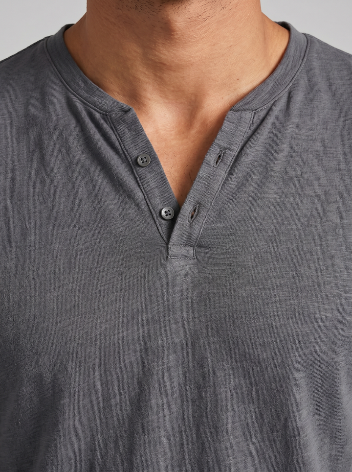 Men's Henley Shirt – Short-Sleeve Cotton