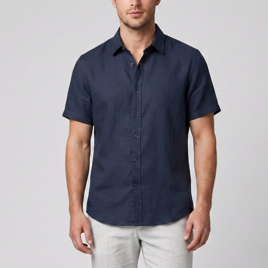 Men’s Essential Short-Sleeve Linen Shirt - Loose Fit | Celestiella