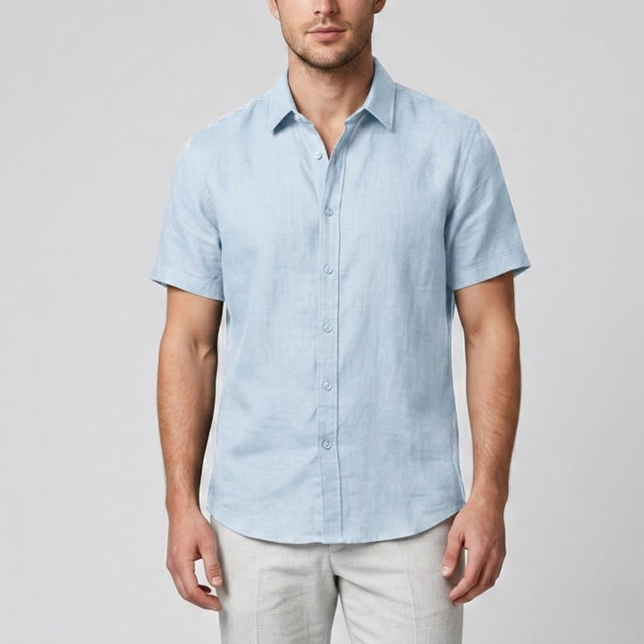 Men’s Essential Short-Sleeve Linen Shirt - Loose Fit | Celestiella