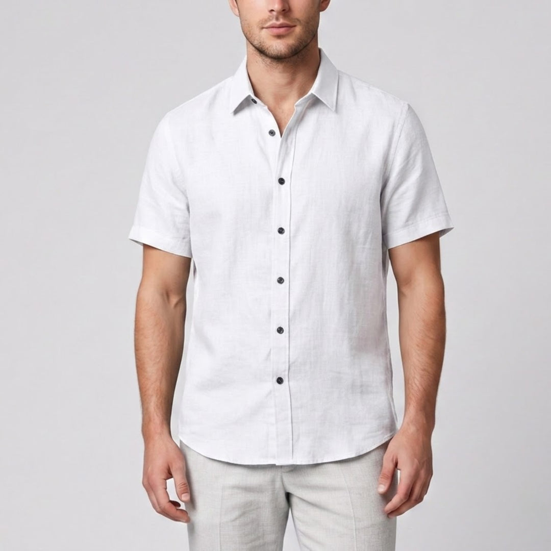Men’s Essential Short-Sleeve Linen Shirt - Loose Fit | Celestiella