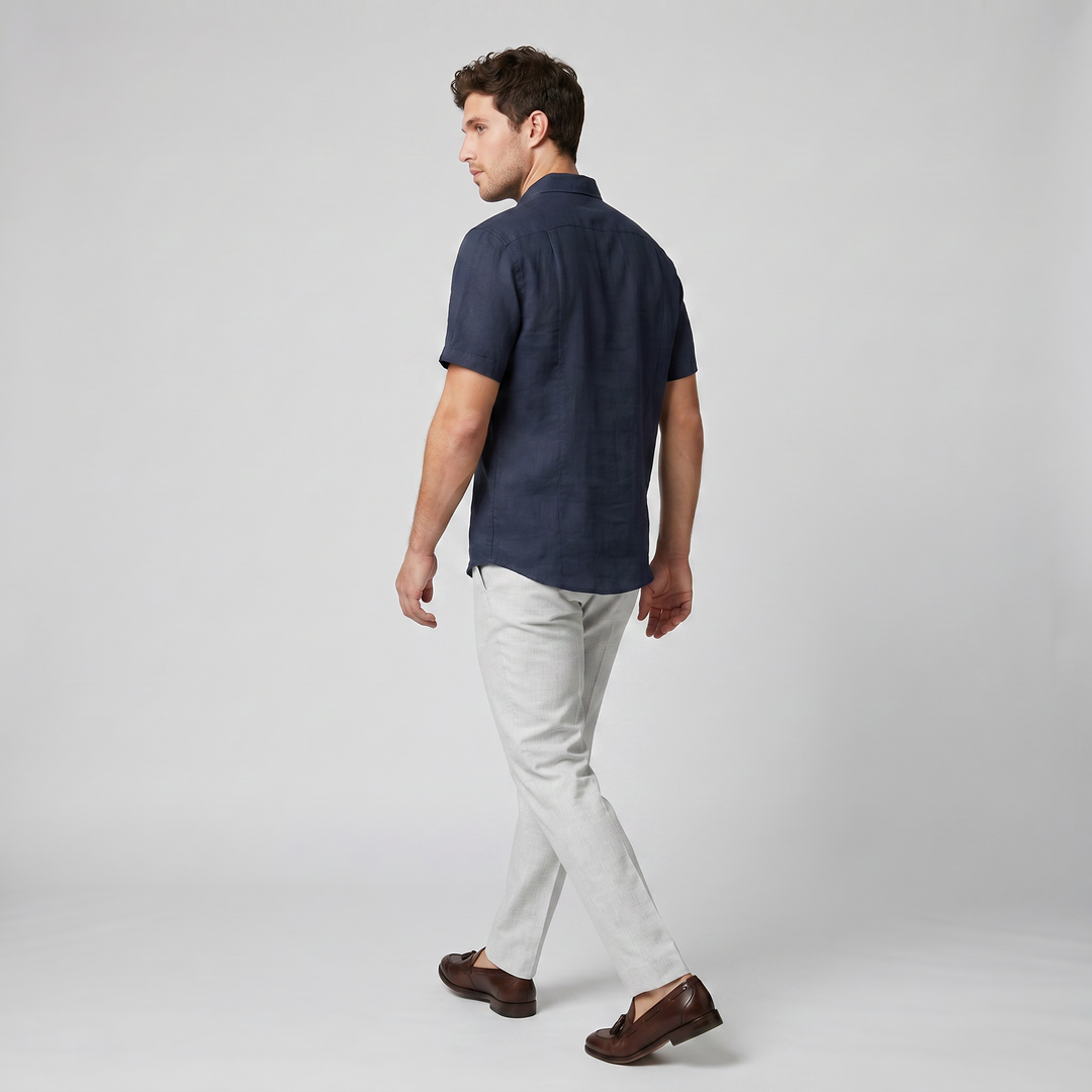 Men’s Essential Short-Sleeve Linen Shirt - Loose Fit | Celestiella