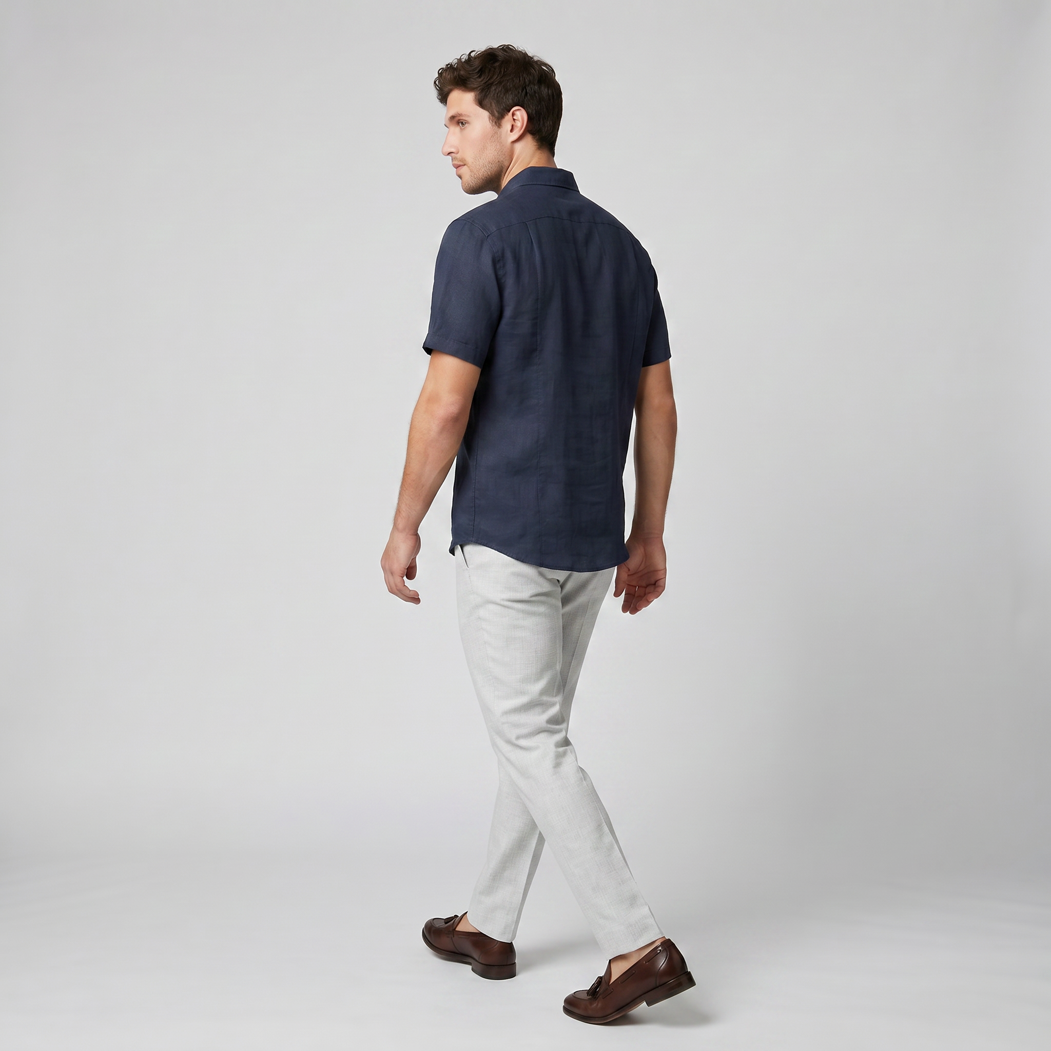 Men’s Essential Short-Sleeve Linen Shirt - Loose Fit | Celestiella