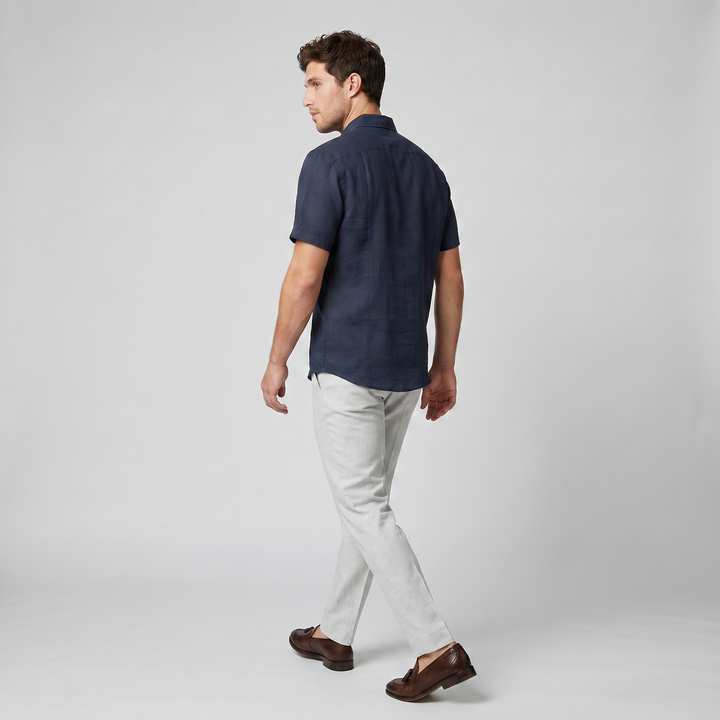 Men’s Essential Short-Sleeve Linen Shirt - Loose Fit | Celestiella