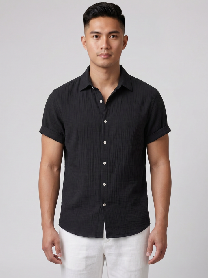 Men's Summer Shirt – Short-Sleeve Textured