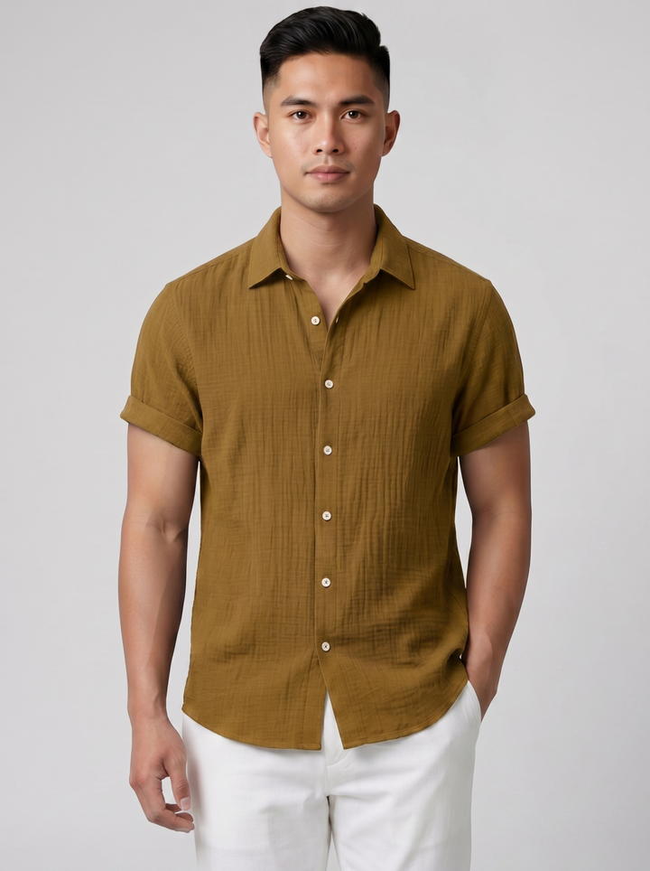 Men's Summer Shirt – Short-Sleeve Textured