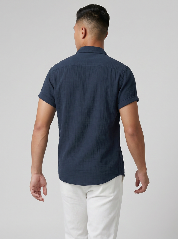 Men's Summer Shirt – Short-Sleeve Textured