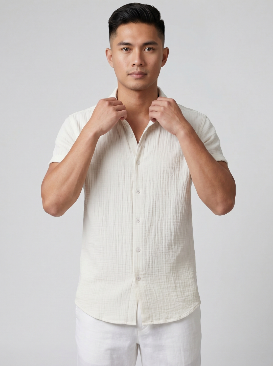Men's Summer Shirt – Short-Sleeve Textured