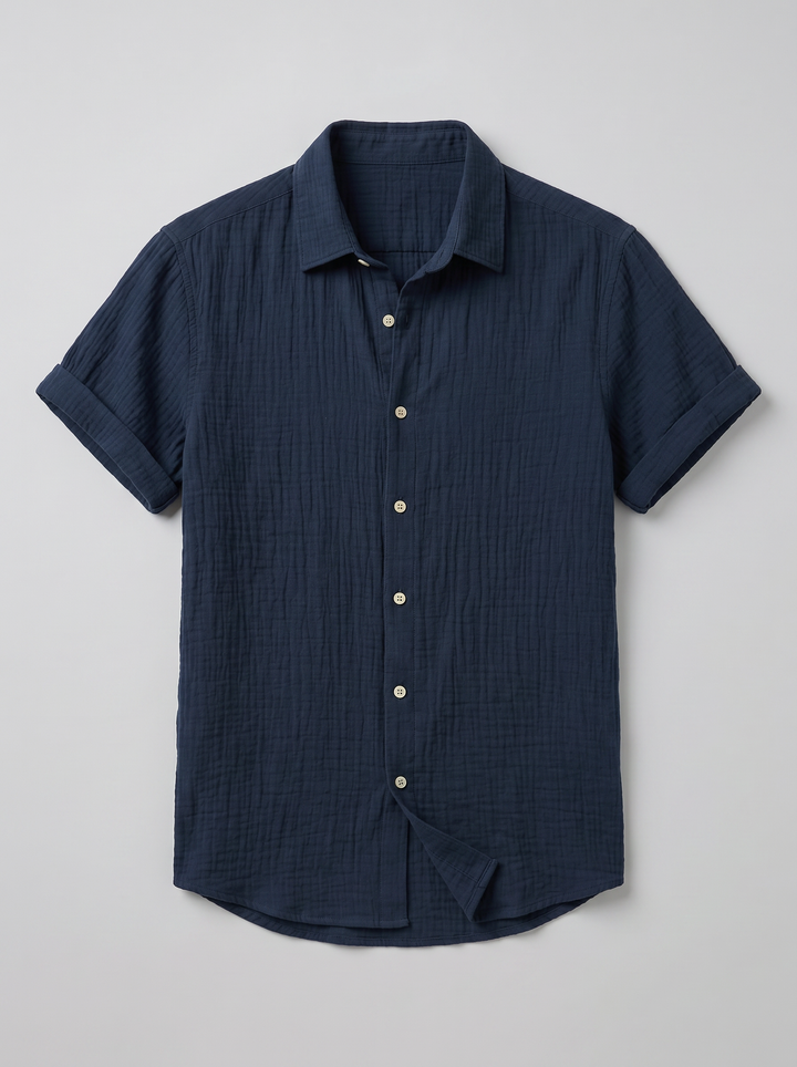 Men's Summer Shirt – Short-Sleeve Textured