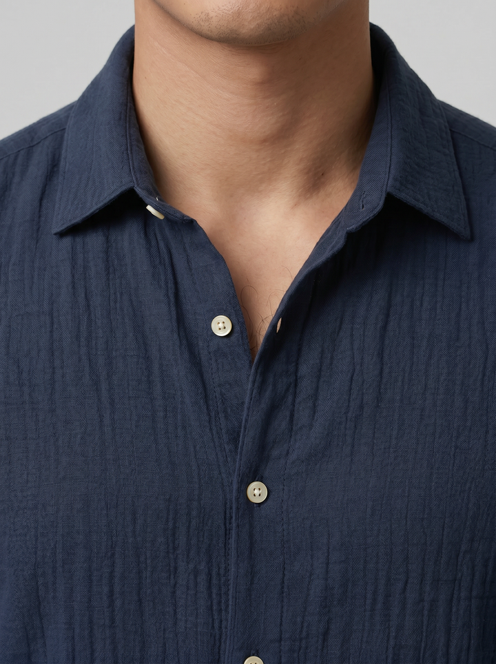 Men's Summer Shirt – Short-Sleeve Textured