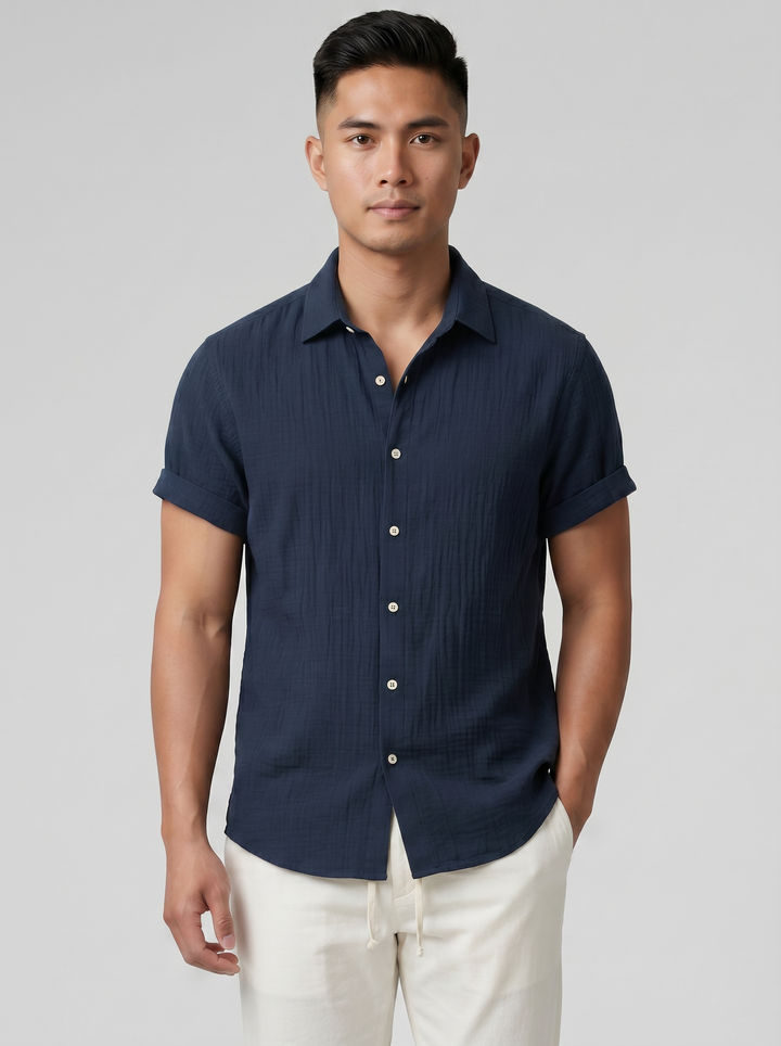 Men's Summer Shirt – Short-Sleeve Textured