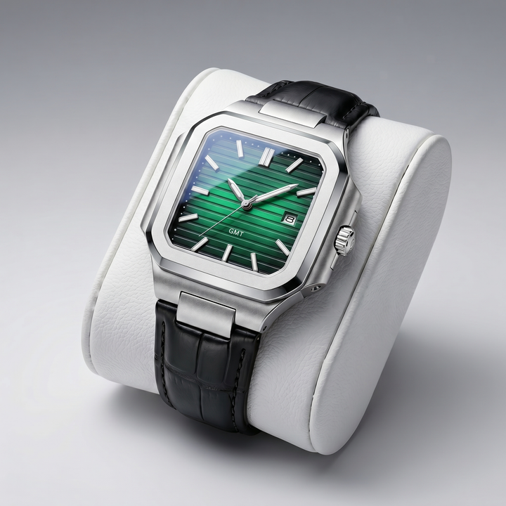 Men's Silver Square Date Watch | Celestiella