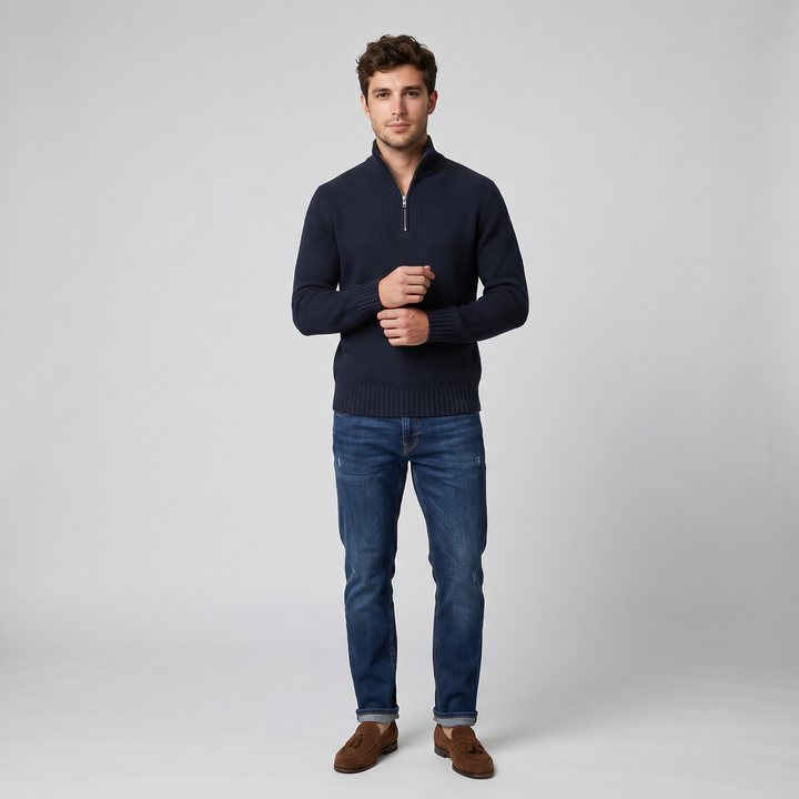 Men's Slim Fit Zip-Neck Jumper | Celestiella