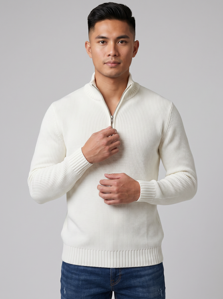 Men's Jumper – Slim-Fit Zip-Neck