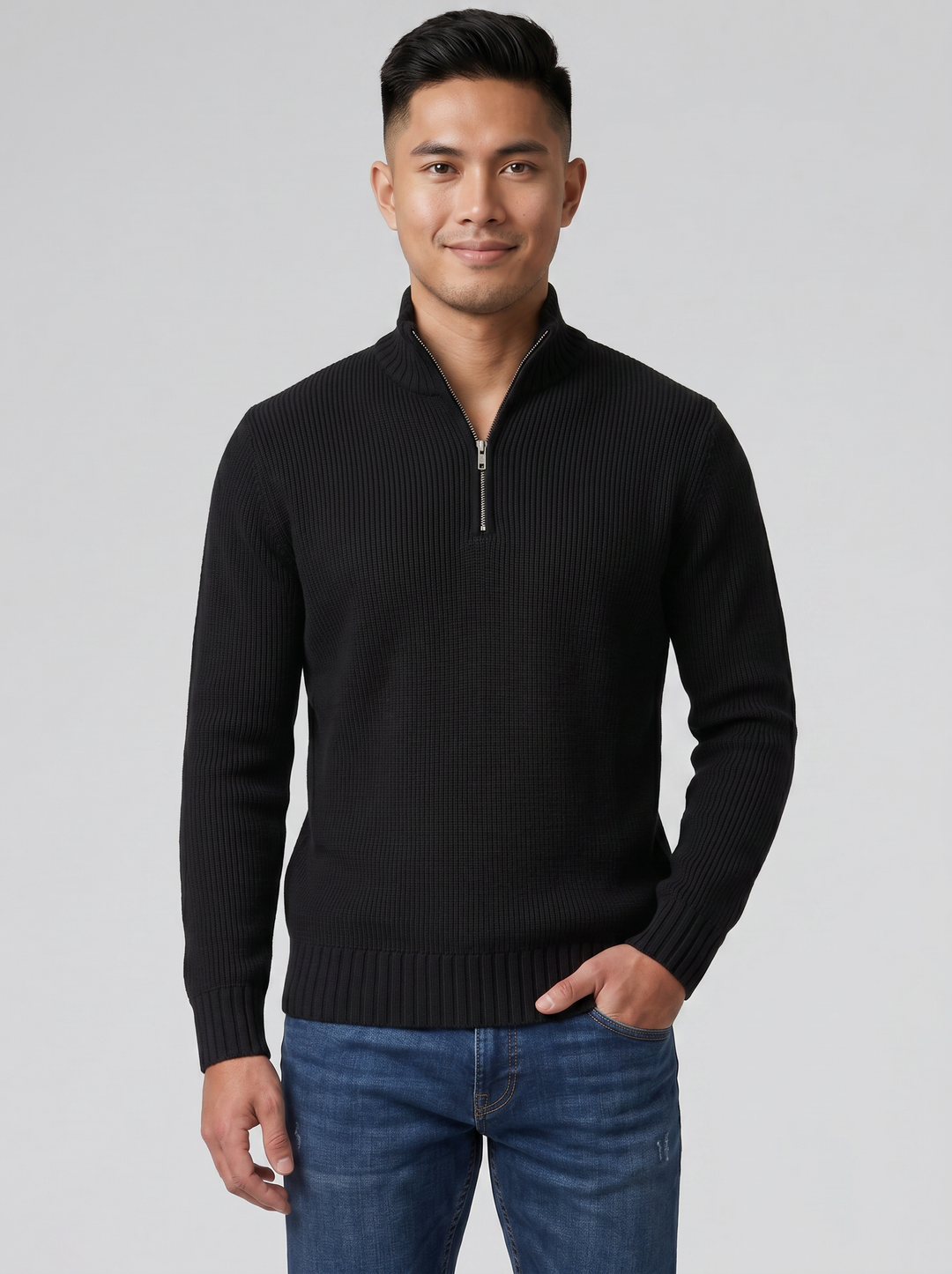 Men's Jumper – Slim-Fit Zip-Neck