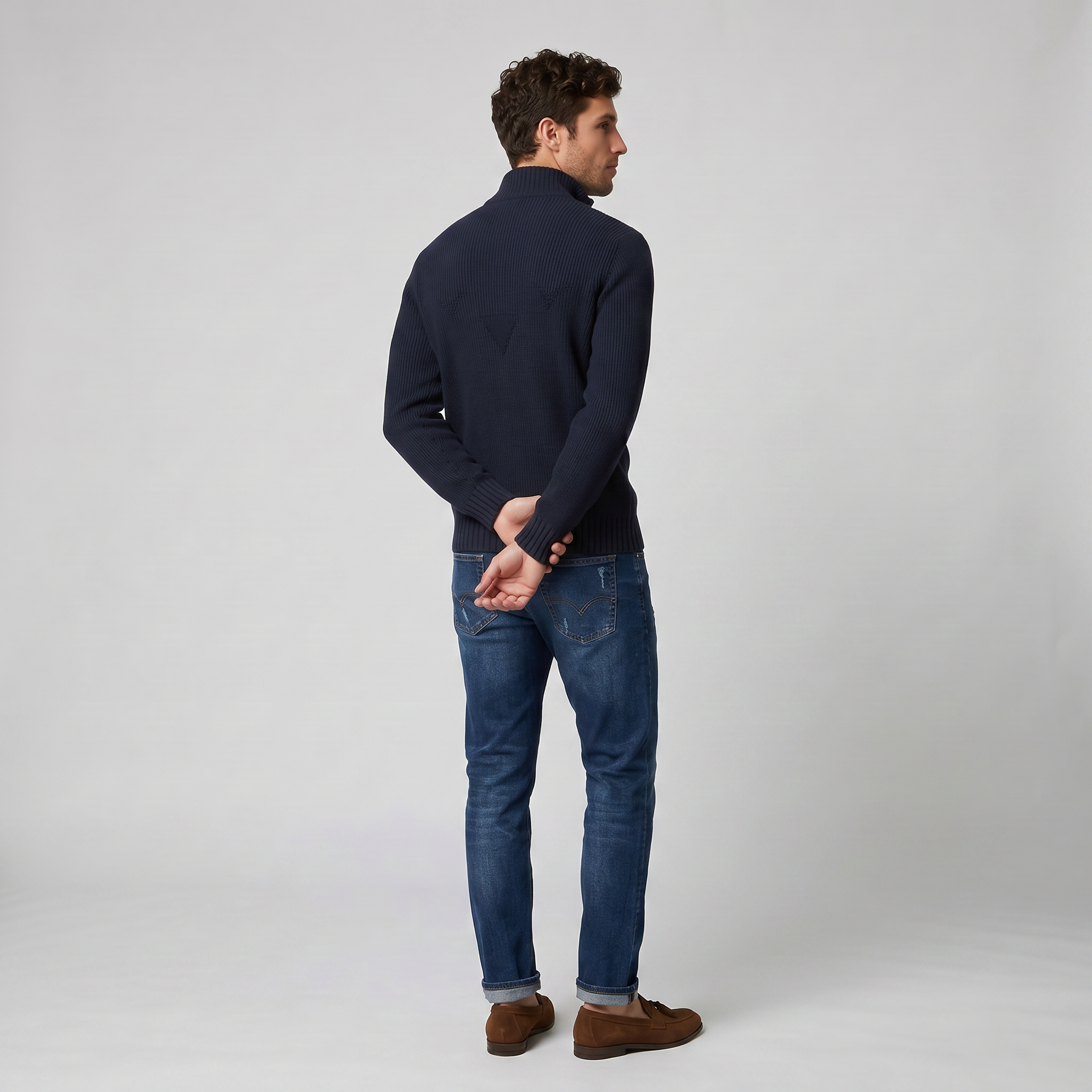 Men's Slim Fit Zip-Neck Jumper | Celestiella