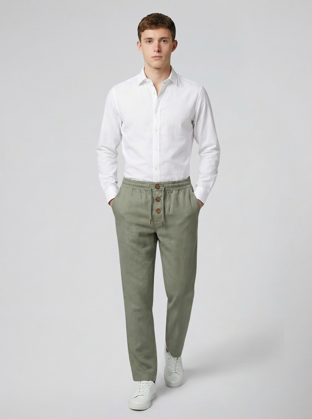 Men's Slim-Fit Linen-Blend Trousers – Cool Tailored Summer Style