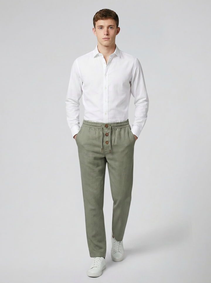 Men's Slim-Fit Linen-Blend Trousers – Cool Tailored Summer Style