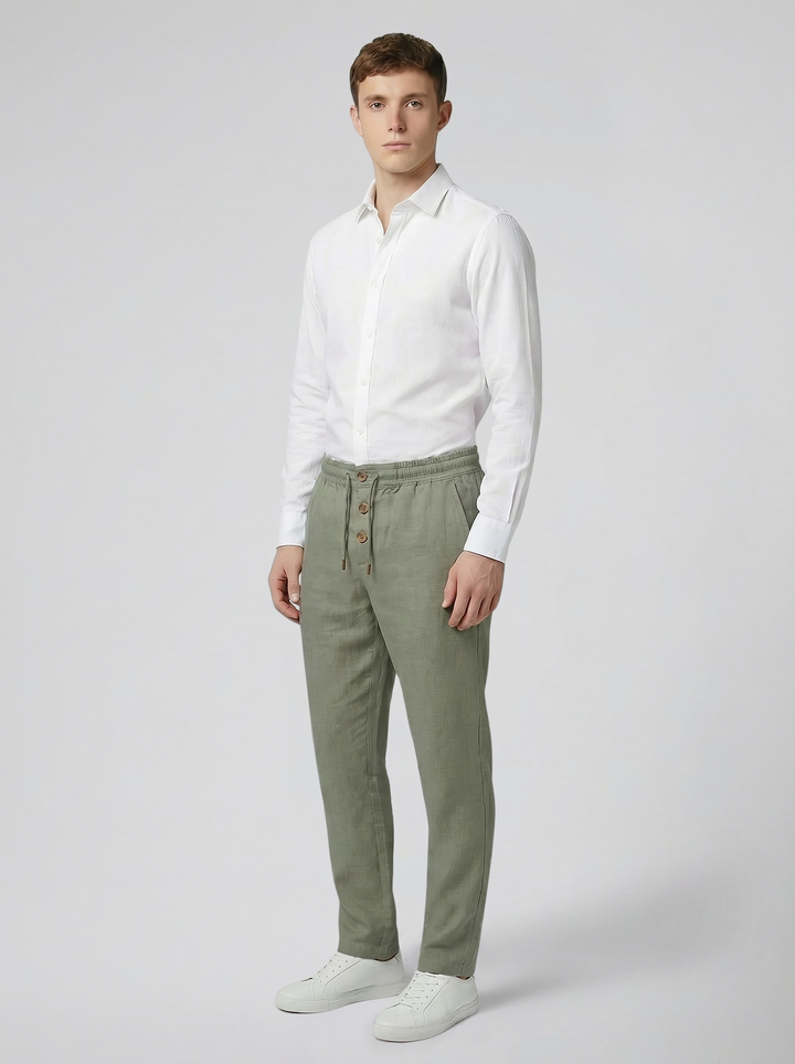 Men's Slim-Fit Linen-Blend Trousers – Cool Tailored Summer Style