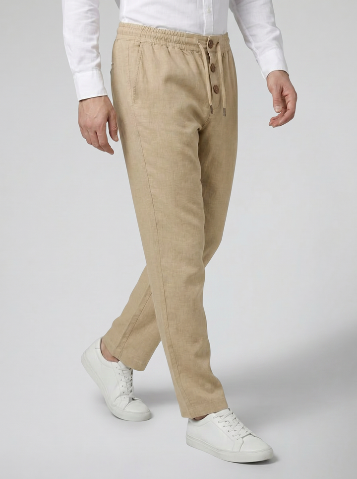 Men's Slim-Fit Linen-Blend Trousers – Cool Tailored Summer Style