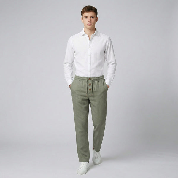Men’s Slim-Fit Linen-Blend Trousers | Celestiella