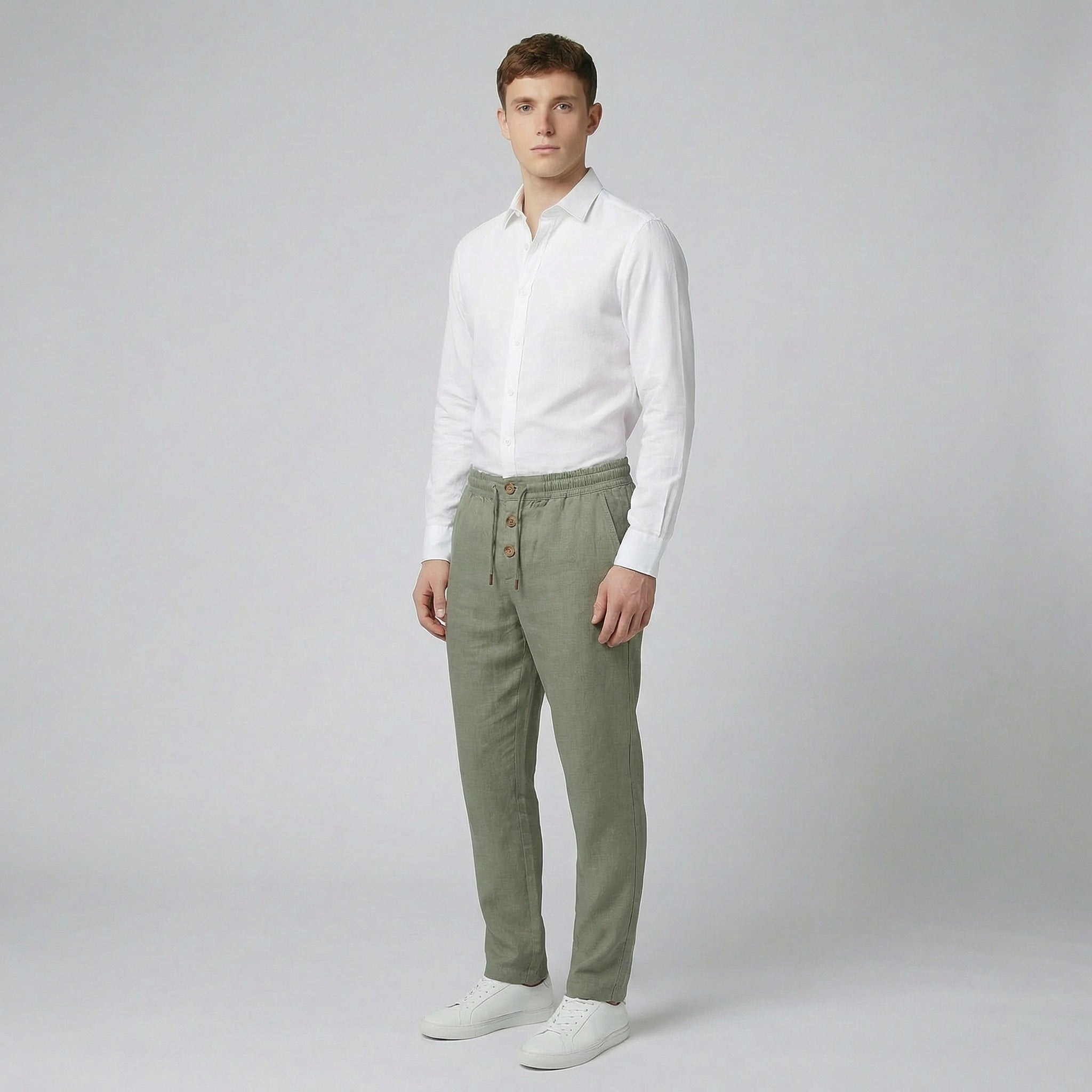 Celestiella - Men’s Slim-Fit Linen-Blend Trousers