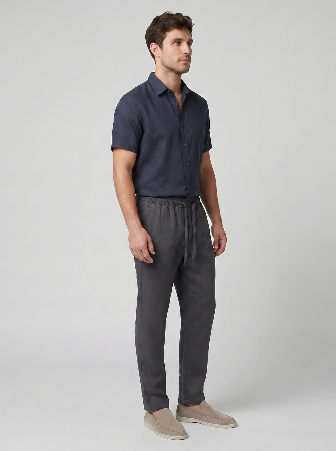 Men's Slim-Fit Linen Drawstring Trousers – Breathable Cool Summer