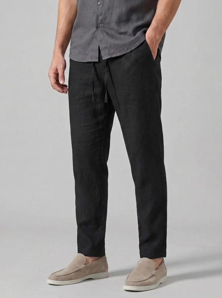 Men's Slim-Fit Linen Drawstring Trousers – Breathable Cool Summer