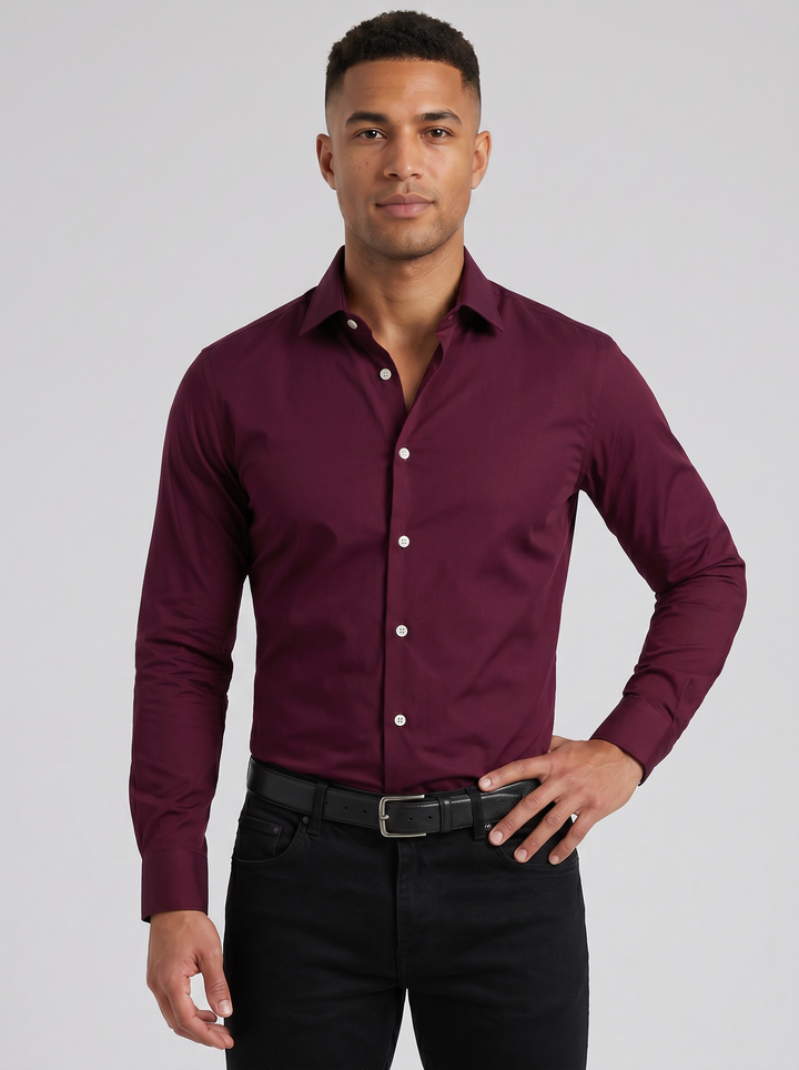 Men's Slim Fit Long-Sleeve Shirt – Smart Formal Style
