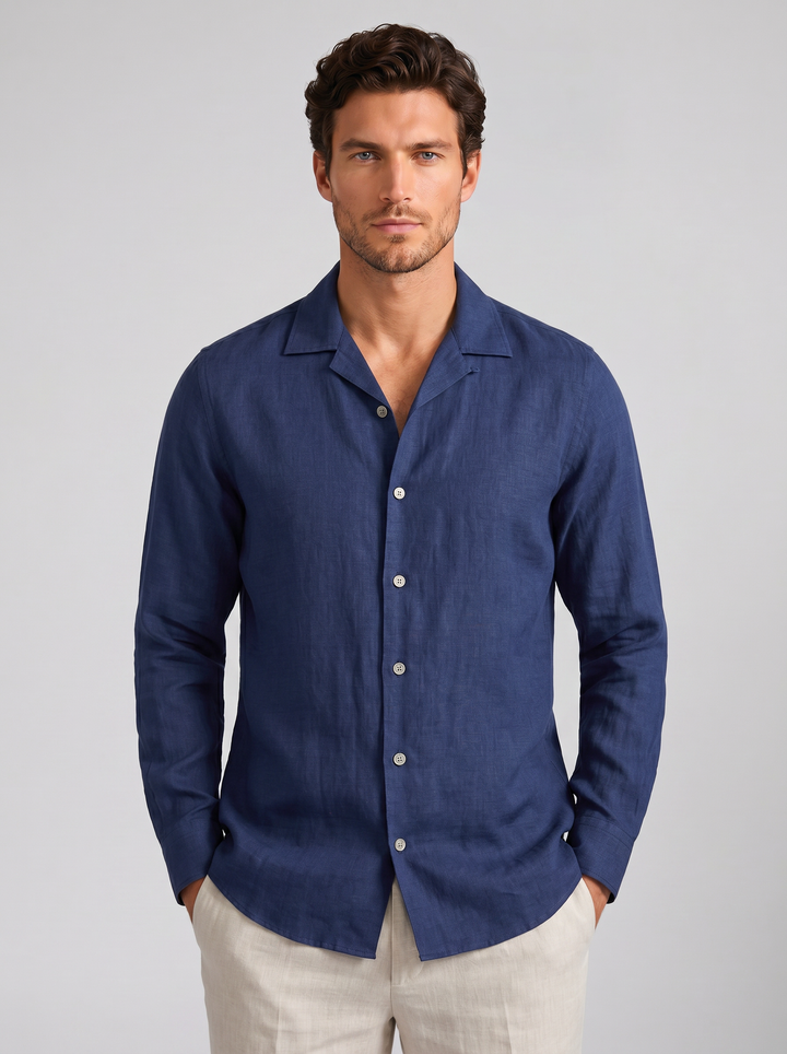 Men's Linen Shirt – Slim-Fit Long-Sleeve