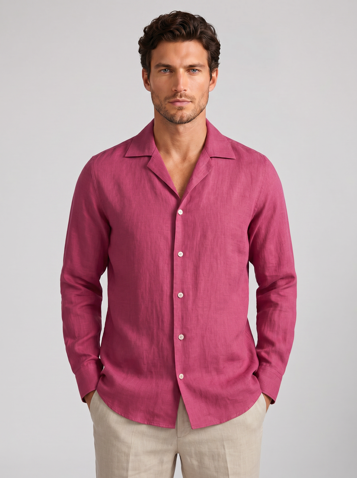 Men's Linen Shirt – Slim-Fit Long-Sleeve