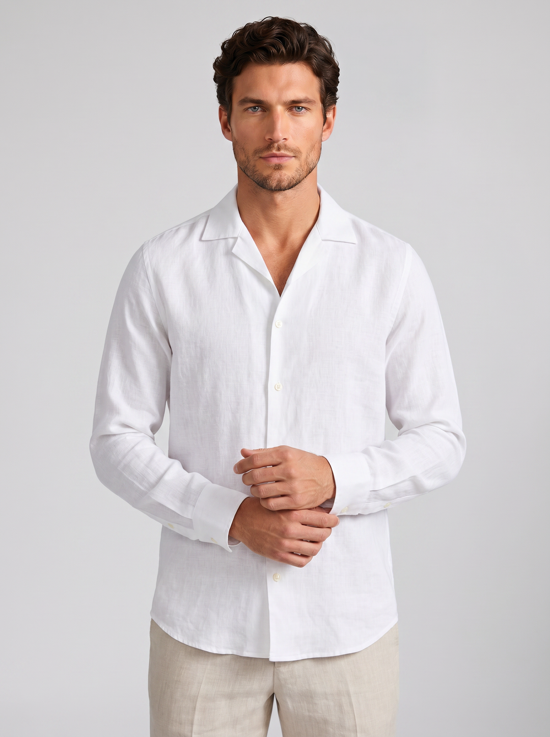 Men's Linen Shirt – Slim-Fit Long-Sleeve