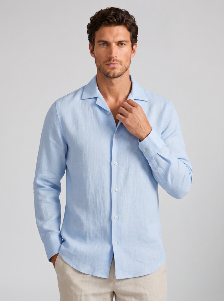 Men's Linen Shirt – Slim-Fit Long-Sleeve