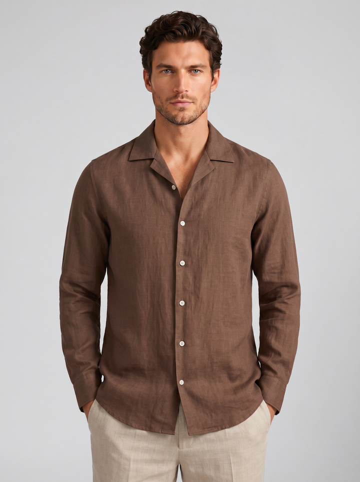 Men's Linen Shirt – Slim-Fit Long-Sleeve