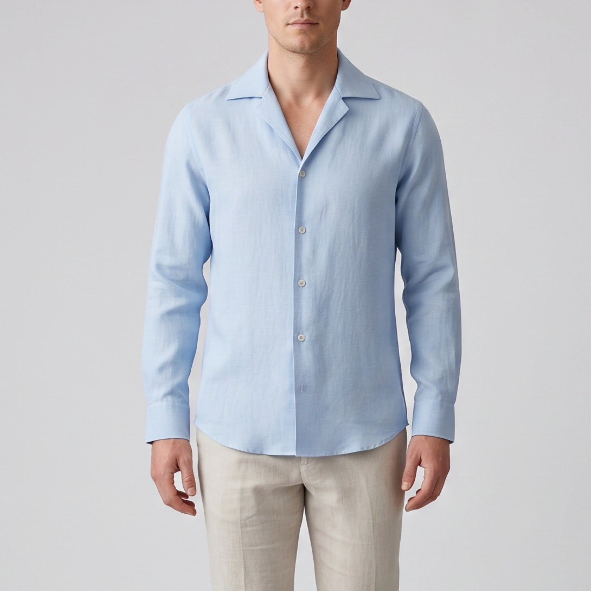 Men’s Slim-Fit Long-Sleeve Linen Shirt | Celestiella