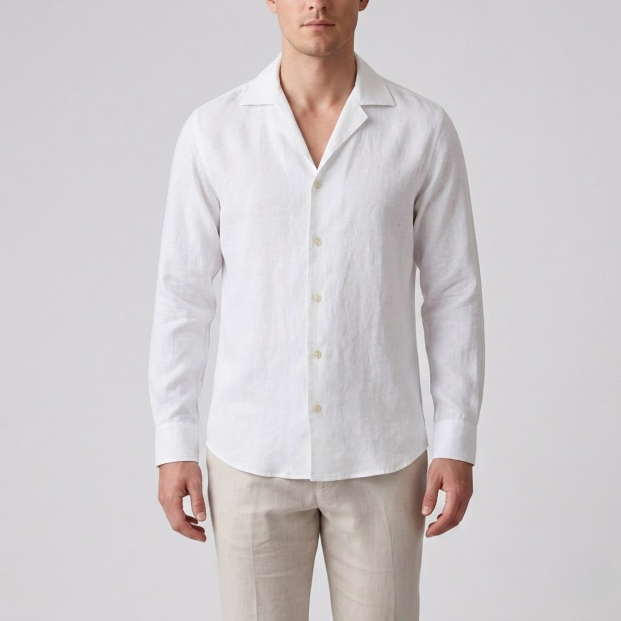 Men’s Slim-Fit Long-Sleeve Linen Shirt | Celestiella